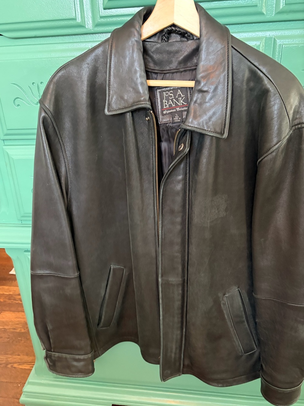 Vintage Black Leather Jacket with zip out liner